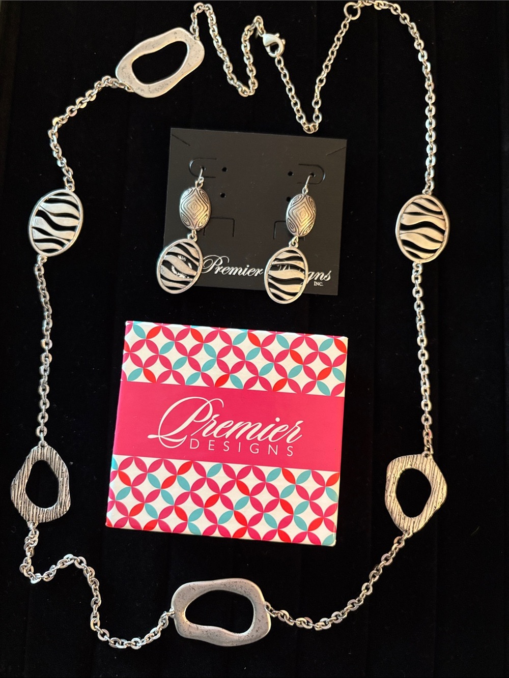 Premier Designs Silver-Tone Zebra Accent Necklace & Earring Set